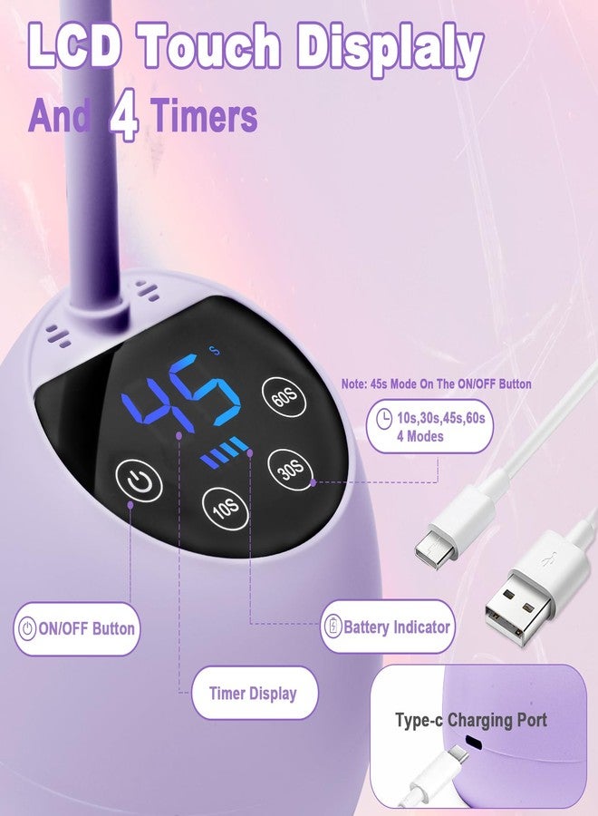 CGBE UV Nail Lamp, Cordless Gooseneck Gel x Lamp, 36W Mini Flash Cure Light, Portable USB LED Nail Light with 4 Timers & Auto Sensor for Salon Home DIY Use, Purple - Image 4